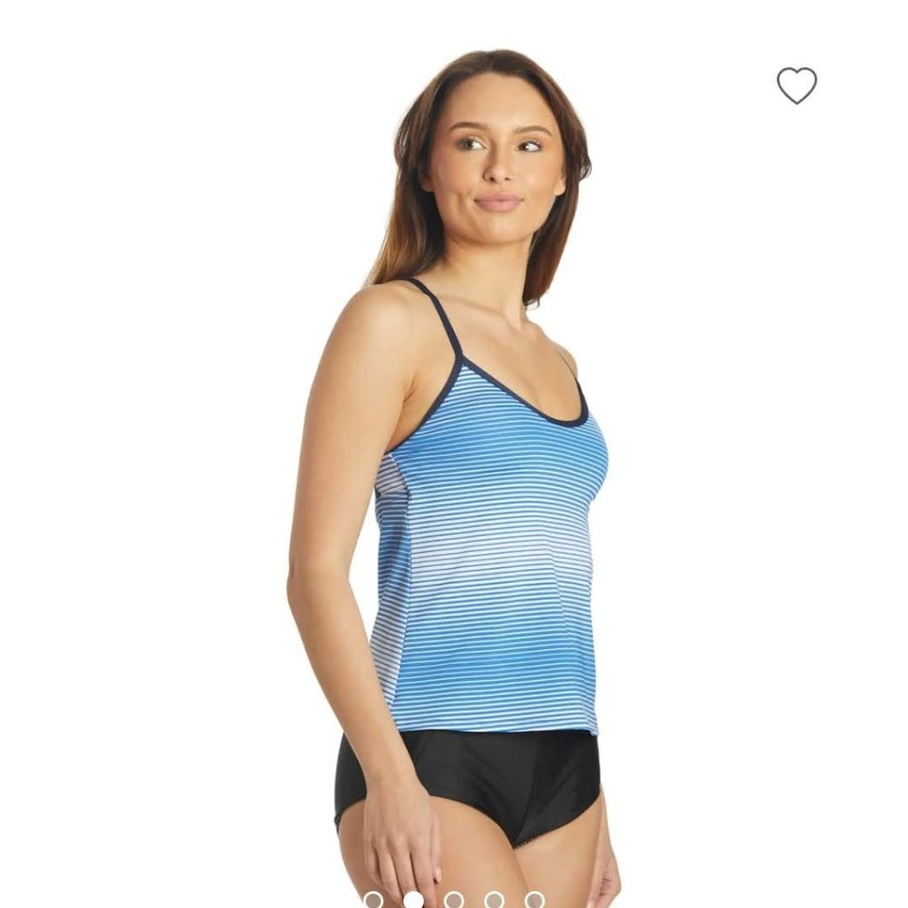 Nike Women's Stripe Racerback Tankini Top - Picture 11 of 13